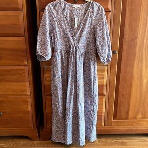 Madewell Marianna puff sleeve maxi dress boho floral cottagecore 70s NWT size XS